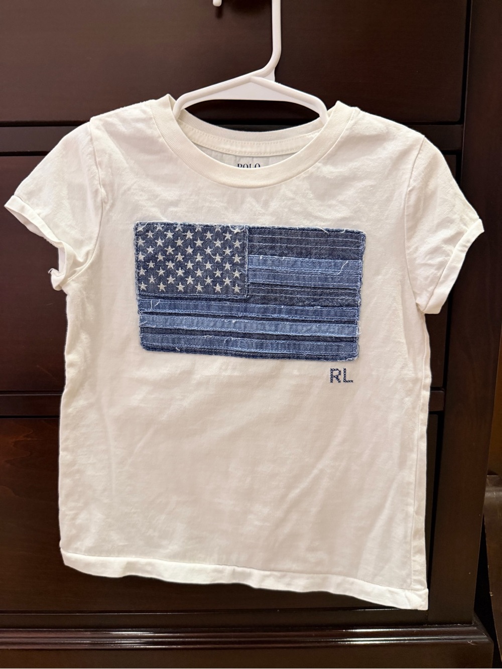 Polo by Ralph Lauren White Tee with Blue Flag Patch